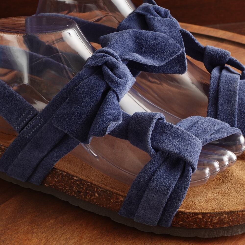 Sundance Sandals Womens SZ EU 41 US 10-10.5 Blue Tigerlily Suede Bow Boho Shoes - Picture 6 of 13